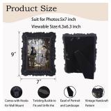 Antique Picture Frames 5x7 Vintage Victorian Ornate Picture Frames with Front Glass Wall Mount and Tabletop Gothic Home Decor Retro Gallery Wall Decor,1 Pack,Black