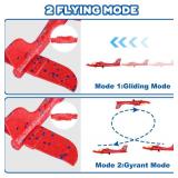 3 Pack Foam Airplane Launcher Toy with 3 DIY Stickers, 12.6" Glider Led Plane, Catapult Plane Boy Toys, Outdoor Sport Flying Toys for Kids Birthday Gifts for 4 5 6 7 8 9 10 11 12 Year Old Boys Girls