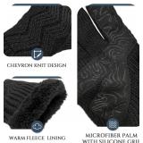 Fingerless Gloves Men Winter 3-Cut Fingers Knitted Warm Fleece Lining Glove for Cold Weather