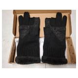 Fingerless Gloves Men Winter 3-Cut Fingers Knitted Warm Fleece Lining Glove for Cold Weather