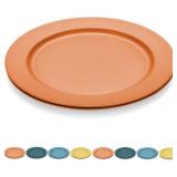 Kyraton 10 Inch Large Plastic Plates 8 Pieces, Dishwasher Safe, Unbreakable And Reusable Light Weight Dinner Plates Microwave Safe BPA Free (Orange)