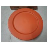 Kyraton 10 Inch Large Plastic Plates 8 Pieces, Dishwasher Safe, Unbreakable And Reusable Light Weight Dinner Plates Microwave Safe BPA Free (Orange)