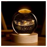 3D Solar System Crystal Ball, 2.4inch Universe Gifts Decorative Quartz Glass Ball, Space Laser Engraved Model Astronomy Decor, Paperweight Physics Display Sculpture Home Decor Crafts for Friends