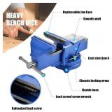 Bench Vise Heavy Duty, Table 6" Vise - Locking Base Clamp Cast Steel 360  Swivel Vice with Anvil, Table Clamp Pipe Lock Pliers Base Desktop for Woodworking Cutting Conduit Drilling, Sanding