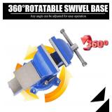 Bench Vise Heavy Duty, Table 6" Vise - Locking Base Clamp Cast Steel 360  Swivel Vice with Anvil, Table Clamp Pipe Lock Pliers Base Desktop for Woodworking Cutting Conduit Drilling, Sanding