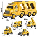 TEMI Construction Truck Boy Toys for 3-5 Year Old Toddlers - Toys for 3 4 5 6 7 Years Old Engineering Transport Vehicle Carrier Truck, Kids Excavator Crane Gifts Toys for Boys and Girls Aged 4-6