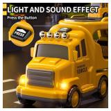 TEMI Construction Truck Boy Toys for 3-5 Year Old Toddlers - Toys for 3 4 5 6 7 Years Old Engineering Transport Vehicle Carrier Truck, Kids Excavator Crane Gifts Toys for Boys and Girls Aged 4-6