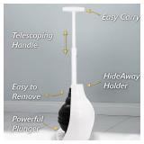 Korky BeehiveMAX Hideaway - Heavy Duty Toilet Plunger - Drip Free Carry - Seals All Bowl Shapes   Powerful Clog Removal, No Holder - Plunger only