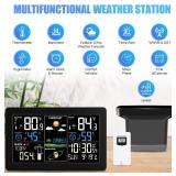 Weather Station with Rain Gauge Outdoor, Home Weather Stations Wireless Indoor Outdoor with Digital Rain Gauges, Thermometer, Barometer, Hygrometer, Atomic Clock, Weather Forecast, with 3 Sensor