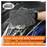HOMEXCEL Car Wash Mitt, 2PK Chenille Microfiber Wash Mitt, Scratch-Free & Lint-Free, Rich Foam, Highly Absorbent, Double Sided, Perfect for Car Washing and Detailing, 10.2" x 6.7 ", Grey