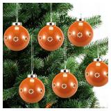 Pinkunn 6 Pcs Mexican Barro Ceramic Christmas Ball Ornaments Talavera Christmas Tree Ornaments Cielito Lindo Party Decor Brown Xmas Porcelain Ball Hanging Decorations for Holiday Decor, 2.36 Inches