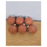 Pinkunn 6 Pcs Mexican Barro Ceramic Christmas Ball Ornaments Talavera Christmas Tree Ornaments Cielito Lindo Party Decor Brown Xmas Porcelain Ball Hanging Decorations for Holiday Decor, 2.36 Inches