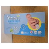 YOYOBOO Disposable Newborn Diapers, Hypoallergenic, Superior Absorbency & Lightweight, Designed to Reduce Baby's Burden, Size 5, 50 Count