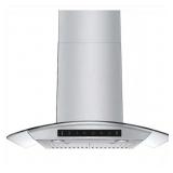 29.3 in. Wall Mount Range Hood Tempered Glass 900 CFM in Stainless Steel with LED Light and Remote Control - Retail: $399