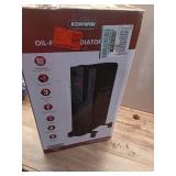 1500-Watt Black Indoor Electric Oil-Filled Radiator Convection Radiant Space Heater with Remote Control for Living Space - Retail: $100