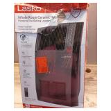 1500-Watt 20 in. Black Electric Console Ceramic Space Heater with Tip-Over Switch, Adjustable Louvers, Timer, Remote - Retail: $90