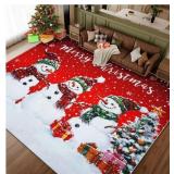 BLEUM CADE Christmas 8x10 ft Area Rug for Living Room Bedroom, Xmas Snowman Rugs Carpet for Bedroom Living Room, Non Slip Washable Area Rug for Christmas Decorations, Red