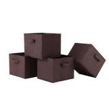 Set of 4 Capri Foldable Fabric Baskets Chocolate - Winsome: Compatible with 11' Cube Storage System, Easy to Store