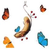 Thcbme Butterfly Banana Hammock, Butterflys Hummingbird Feeders for Outdoors, Small Hanging Garden Holder Banana Bird Hanger, Butterfly Attractor 2 Pack