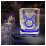 Culver Taurus Astrological Zodiac Sign Blue Bottom DOF Double Old Fashioned Glass, 13.5-Ounce (Single Glass) (Taurus) April 20-May 20