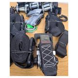 Rhino USA Self Tensioning Ratchet Tie Down Straps (4PK 1.6INX15FT)- Heavy Duty Patented Cargo Strap Keeps Tension When Your Load Shifts - Used for Motorcycle, ATV, UTV, Truck, General Cargo & More -Re