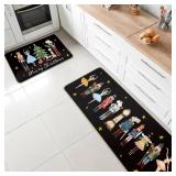 HunnmingRe 2 Pcs Black Christmas Nutcracker Kitchen Mats Non Slip Washable Cute Christmas Rugs Nutcracker Doormat Outdoor for Home Kitchen Decor, 17 x 29 Inch, 17 x 47 Inch