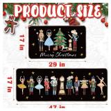 HunnmingRe 2 Pcs Black Christmas Nutcracker Kitchen Mats Non Slip Washable Cute Christmas Rugs Nutcracker Doormat Outdoor for Home Kitchen Decor, 17 x 29 Inch, 17 x 47 Inch