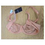 Deyllo Women's Balconette Lace Bra Underwire Unlined Sheer Lace See Through Non Padded 36B