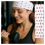 6 Pack Heart Headbands for Women's Yoga Fashion Hairbands Non-Slip Elastic Floral Workout Soft Fabric Stripe Turban Solid Color Sweat-Absorbing Headscarves for Sports Fitness Running