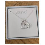 APSVO Double Heart Crystal Pendant Necklace, Set of 5, 3 As, 1 S, and 1 J