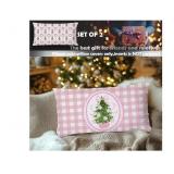 Pink Chinoiserie Christmas Tree Wreath Pillow Covers 12x20 Double-Sided Pillow Covers- Set of 2