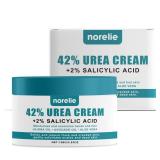 Norelie Urea Cream 42% with 2% Salicylic Acid - Foot and Heel Moisturizer for Dry, Cracked Skin - Non-Greasy Hydrating Cream for Feet, Hands, and Elbows, Softens Calluses and Rough Skin, 3.53oz