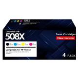 508X 508A Toner Cartridge Set: Compatible Replacement for HP 508X 508A LaserJet M553 M552 553 MFP M577 Series Printer New Version CF360X CF361X CF362X CF363X Ink (4-Pack, Black Cyan Magenta Yellow) Re