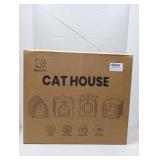 Apasiri Cat House Scratch-Resistant: Indoor Warm Enclosed Felt Bed Cave with Hanging Ball Toy, No-Tool Assembly 13.4x13.4x9.85 Inch Interior