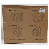 Cat House Scratch-Resistant: Indoor Warm Enclosed Felt Bed Cave with Hanging Ball Toy, No-Tool Assembly 13.4x13.4x9.85 Inch Interior