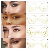 Gold Glitter Freckles Face Tattoo Makeup Temporary Face Tattoos - Jewels & Stickers - 13 Sheets for Women