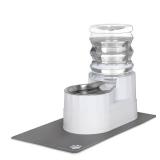 Automatic Pet Water Dispenser: 5L White Cats and Dogs Gravity Feeder - Stainless Steel Bowl