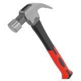 8OZ Claw Hammer with Fiberglass Handle, Drop Forged Claw Hammer, All Purpose Hammer, Smooth Face, Shock-Absorbing Grip