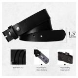 Leather Belt for men - Genuine Leather Belt without buckle- (Black) 1.5 inch Wide