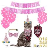 16 Pcs Cat Birthday Party Supplies (Pink)