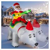 7FT Christmas Inflatable Santa Claus Riding Bear with Shaking Head and LED Lights,Christmas Blow up Yard Decorations