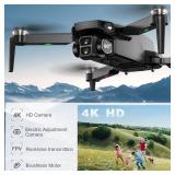 Drone with Camera for Adults 4K, Brushless Motor Drones  60 Mins Flight, 130Â° Lens, FPV Foldable RC Quadcopter- Black- Retail $50