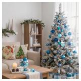 100PCS Shatterproof Christmas Ornament Ball Set, Assorted Glitter Baubles for Tree Decorations and Wreaths