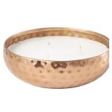 Deco 79 Metal Decorative Candle Tropical Breeze Scented Hammered 20 oz 3 Wick Aromatherapy Candle with White Wax, Wax Aromatherapy Candle 7" x 7" x 2", Copper