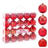 Christmas Tree Decoration Ball Set - 20 Pieces of shatterproof Multi-Colored Christmas Tree Decorations, 2.36 inches (red)