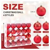 Christmas Tree Decoration Ball Set - 20 Pieces of shatterproof Multi-Colored Christmas Tree Decorations, 2.36 inches (red)