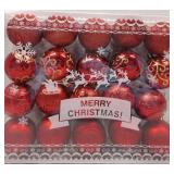 Christmas Tree Decoration Ball Set - 20 Pieces of shatterproof Multi-Colored Christmas Tree Decorations, 2.36 inches (red)