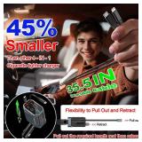 Retractable Car Charger Adapter,4 in 1 Fast Charging Car Adapter,85W USB C Truck Accessories,Voltage Display, Gifts for Women Men,Compatible with iPhone 16 15 14 13 12 Pro Max Plus,Galaxy,Pixel