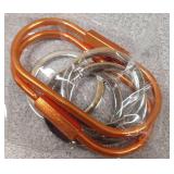 Key Chain, Brass Key Rings 2 Pack Screw Lock Key Organizer with 4 Rings Carabiner Keychain Clip (Orange)