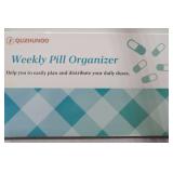 Weekly Pill Organizer, Portable Medicine Pill Container, Big Compartments Travel Pill Organizer, Daily Pill Case for Vitamins, Fish Oils or Supplements, BPA-Free Pill Box, Black